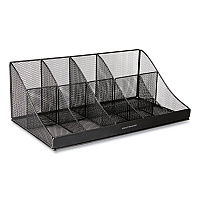 Mind Reader Network Collection 11-Compartment Coffee Cup and Condiment Countertop Organizer, 9.5 x 17.88 x 6.63, Black (EMSCOMORGMESHBL)