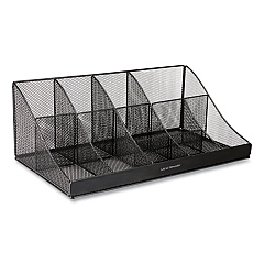 Mind Reader Network Collection 11-Compartment Coffee Cup and Condiment Countertop Organizer, 9.5 x 17.88 x 6.63, Black (EMSCOMORGMESHBL)