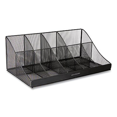 Mind Reader Network Collection 11-Compartment Coffee Cup and Condiment Countertop Organizer, 9.5 x 17.88 x 6.63, Black (EMSCOMORGMESHBL)