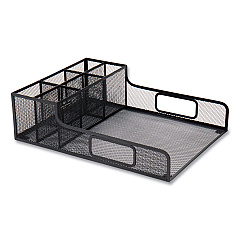 Mind Reader Network Collection Utensil, Napkin and Plate Countertop Organizer, 11.5 x 14.75 x 5.5, Metal, Black (EMSPSNAMESHBLK)