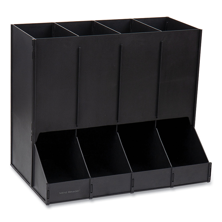 Mind Reader Anchor Collection 4-Compartment Single Serve Pod Countertop Dispenser, 14.25 x 9 x 12.15, Black (EMSCPODBKBLK)