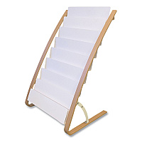 Alba Literature Floor Display Rack, 22.8 x 19.69 x 36.61, White/Woodgrain (ABADDEXPO8WBC)