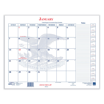 Unicor 7510016648791, Calendar Blotter, 22 x 18, White Sheets, 13-Month: Jan 2025 to Jan 2026