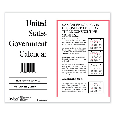 Unicor 7510016649508, Perforated Monthly Wall Calendar, 11 x 9, White Sheets, 12-Month (Jan to Dec): 2025, 10/Pack