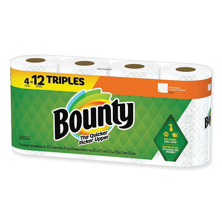 Bounty Kitchen Roll Paper Towels, 2-Ply, White, 10.5 x 11, 87 Sheets/Roll, 4 Triple Rolls/Pack, 6 Packs/Carton (PGC06109)
