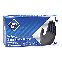 Safety Zone ProGuard Powder Free Nitrile Gloves, Large, Black, 100/Box (SZNGNPRLGBK)