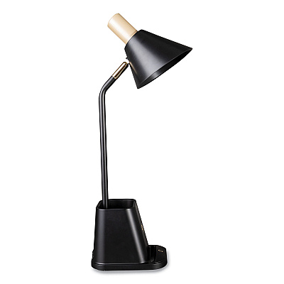 OttLite Wellness Series Merge LED Desk Lamp with Wireless Charging, 18.25" High, Black (OTTCS7QAK1W)