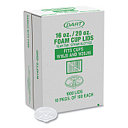Dart Lids for Foam Cups and Containers, Fits 16 oz, 20 oz Cups, Translucent, 1,000/Carton (DCCW16FTS)