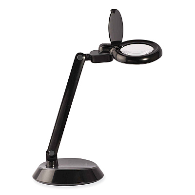OttLite Space-Saving LED Magnifier Desk Lamp, 14" High, Black (OTTG97BGCFFP)