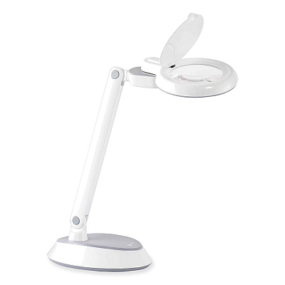 OttLite Space-Saving LED Magnifier Desk Lamp, 14" High, White (OTTG97WGCFFP)