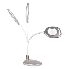 OttLite 2-in-1 LED Magnifier Floor and Table Light, 39.5" High, Silver/White (OTT43828CSHPR)