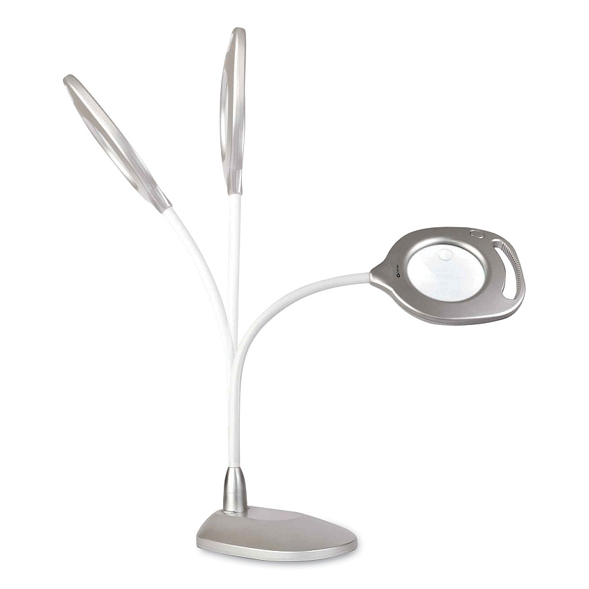 OttLite 2-in-1 LED Magnifier Floor and Table Light, 39.5" High, Silver/White (OTT43828CSHPR)