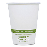 World Centric Paper Hot Cups, 8 oz, White, 1,000/Carton (WORCUPA8)
