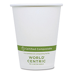 World Centric Paper Hot Cups, 8 oz, White, 1,000/Carton (WORCUPA8)