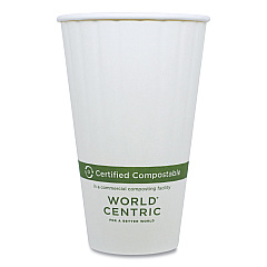 World Centric Double Wall Paper Hot Cups, 16 oz, White, 600/Carton (WORCUPA16D)