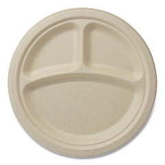 World Centric Fiber Plates, 9" dia, Natural, 1,000/Carton (WORPLSC9TLFS)