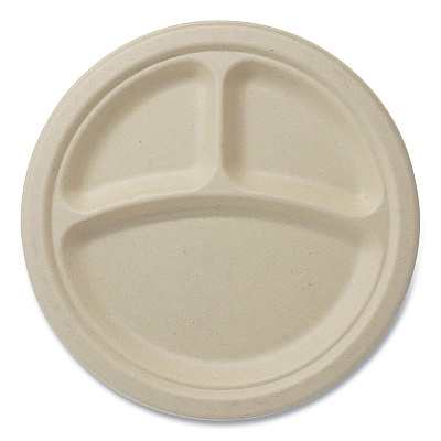 World Centric Fiber Plates, 9" dia, Natural, 1,000/Carton (WORPLSC9TLFS)