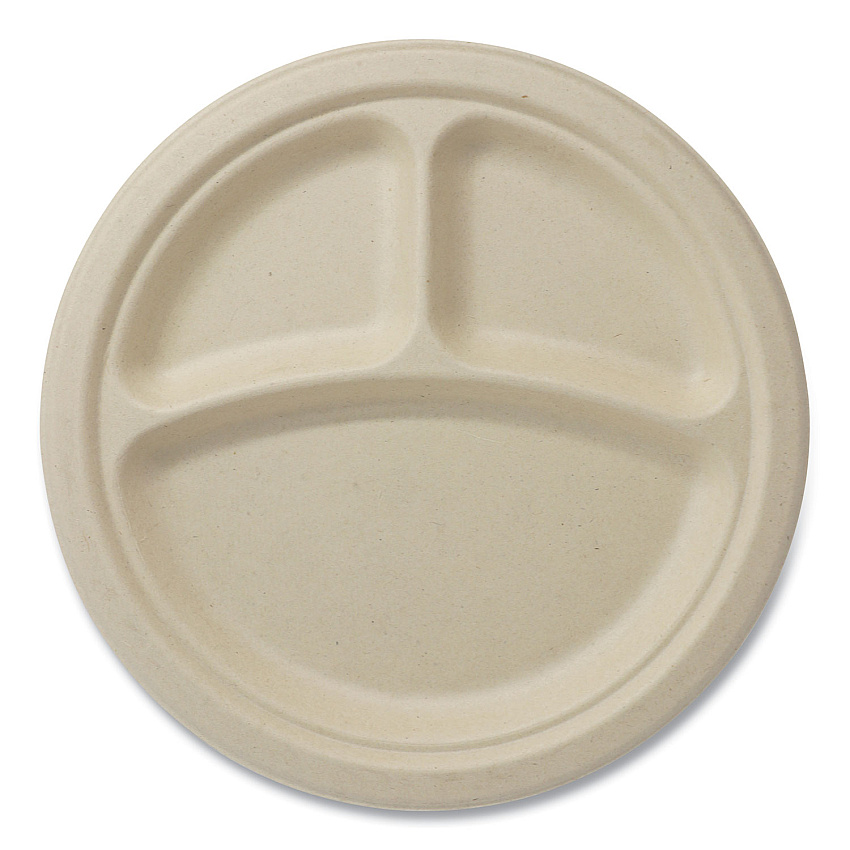 World Centric Fiber Plates, 9" dia, Natural, 1,000/Carton (WORPLSC9TLFS)