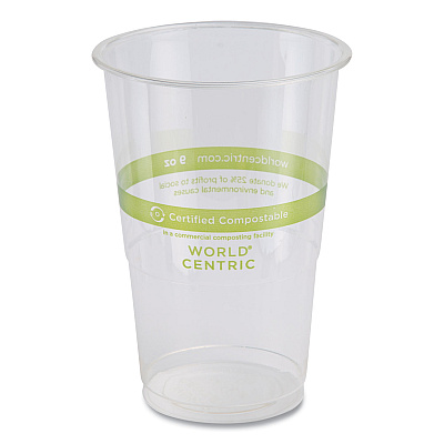 World Centric PLA Clear Cold Cups, 9 oz, Clear, 2,000/Carton (WORCPCS9)