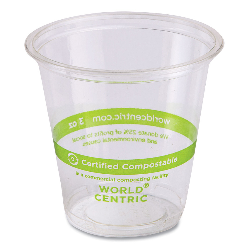 World Centric PLA Clear Cold Cups, 3 oz, Clear, 2,500/Carton (WORCPCS3)