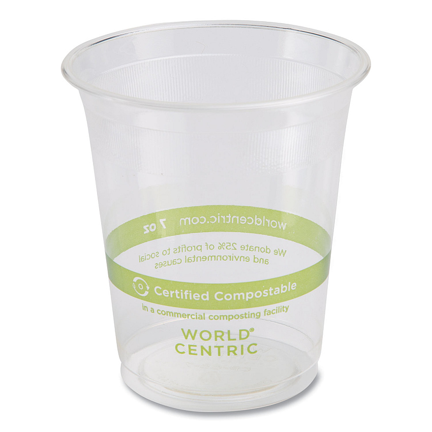World Centric PLA Clear Cold Cups, 7 oz, Clear, 2,000/Carton (WORCPCS7)