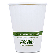 World Centric Double Wall Paper Hot Cups, 12 oz, White, 1,000/Carton (WORCUPA12D)