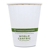 World Centric Double Wall Paper Hot Cups, 12 oz, White, 1,000/Carton (WORCUPA12D)