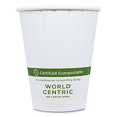 World Centric Double Wall Paper Hot Cups, 12 oz, White, 1,000/Carton (WORCUPA12D)