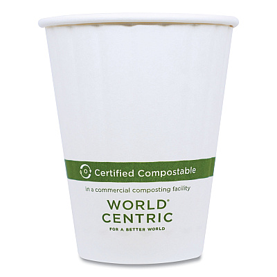 World Centric Double Wall Paper Hot Cups, 12 oz, White, 1,000/Carton (WORCUPA12D)