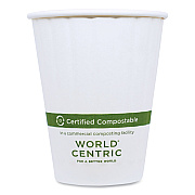 World Centric Double Wall Paper Hot Cups, 8 oz, White, 1,000/Carton (WORCUPA8D)