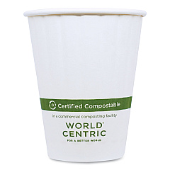 World Centric Double Wall Paper Hot Cups, 8 oz, White, 1,000/Carton (WORCUPA8D)