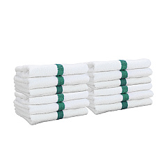 Power Gym Hand Towel 16x27 Green Stripe, Pack Of 12 (PNP-PWR-1627-3GRCS)