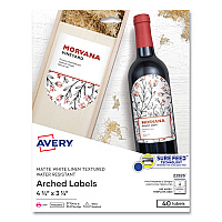 Avery Textured Arched Print-to-the-Edge Labels, Laser Printers, 4.75 x 3.5, White, 4/Sheet, 10 Sheets/Pack (AVE22826)