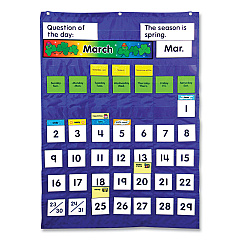 Carson-Dellosa Education Complete Calendar and Weather Pocket Chart, 51 Pockets, 26 x 37.25, Blue (CDP158003)