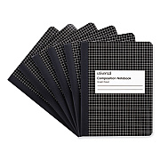 Universal Quad Rule Composition Book, Quadrille Rule (4 sq/in), Black Marble Cover, (100) 9.75 x 7.5 Sheets, 6/Pack (UNV20957)