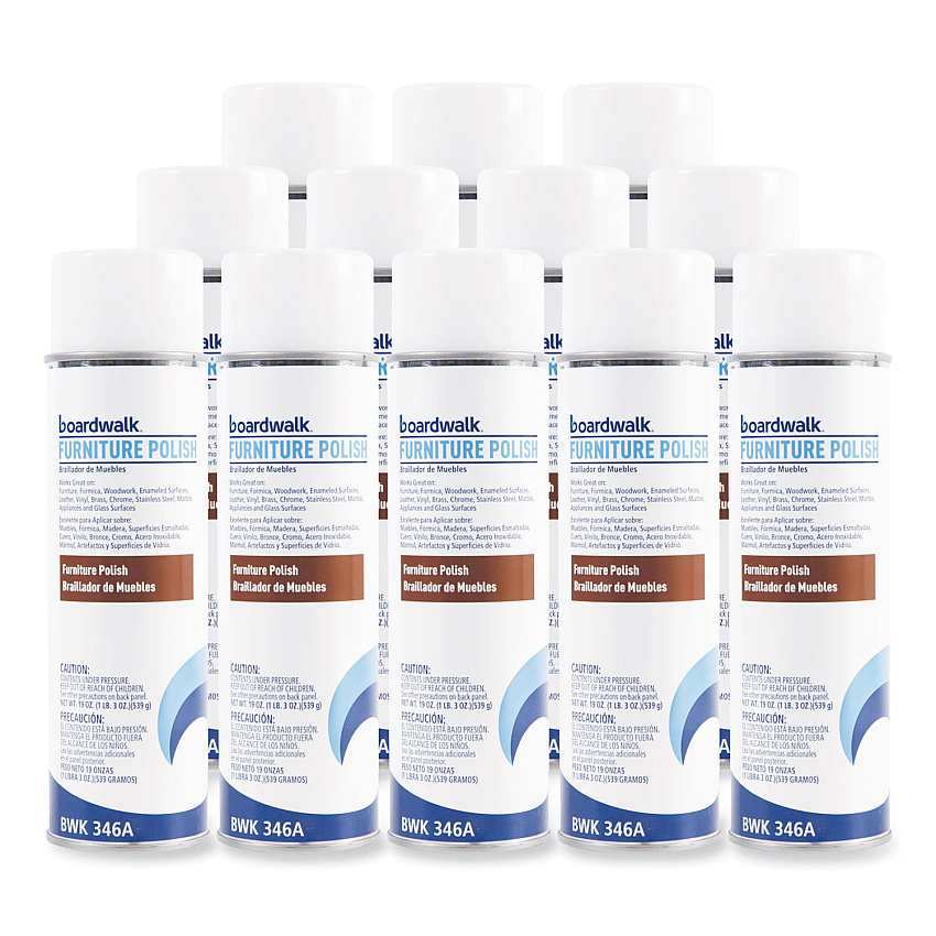 Boardwalk Furniture Polish, Lemon, 19 oz Aerosol Spray, 12/Carton (BWK346ACT)