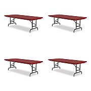 Correll Adjustable Folding Tables, Rectangular, 72" x 30" x 22" to 32", Red Top, Black Base, 4/Pallet (CRLRA3072254P)