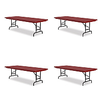 Correll Adjustable Folding Tables, Rectangular, 72" x 30" x 22" to 32", Red Top, Black Base, 4/Pallet (CRLRA3072254P)