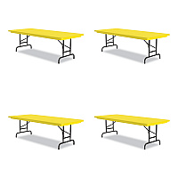 Correll Adjustable Folding Tables, Rectangular, 72" x 30" x 22" to 32", Yellow Top, Black Legs, 4/Pallet (CRLRA3072284P)