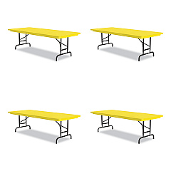 Correll Adjustable Folding Tables, Rectangular, 72" x 30" x 22" to 32", Yellow Top, Black Legs, 4/Pallet (CRLRA3072284P)