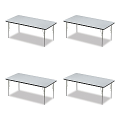 Correll Adjustable Activity Table, Rectangular, 60" x 30" x 19" to 29", Granite Top, Black Legs, 4/Pallet (CRL3060TF15954P)