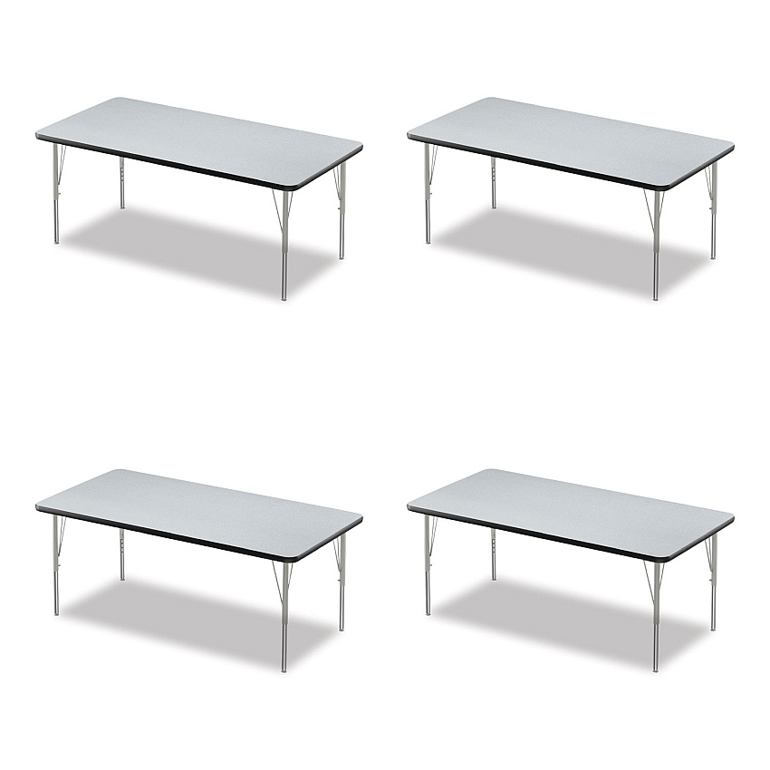 Correll Adjustable Activity Table, Rectangular, 60" x 30" x 19" to 29", Granite Top, Black Legs, 4/Pallet (CRL3060TF15954P)