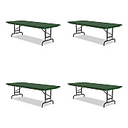 Correll Adjustable Folding Tables, Rectangular, 72" x 30" x 22" to 32", Green Top, Black Base, 4/Pallet (CRLRA3072294P)