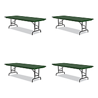 Correll Adjustable Folding Tables, Rectangular, 72" x 30" x 22" to 32", Green Top, Black Base, 4/Pallet (CRLRA3072294P)