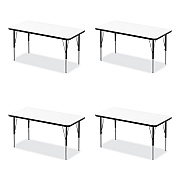 Correll Markerboard Activity Tables, Rectangular, 60" x 24" x 19" to 29", White Top, Black Legs, 4/Pallet (CRL2460DE80954P)