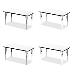 Correll Markerboard Activity Tables, Rectangular, 60" x 24" x 19" to 29", White Top, Black Legs, 4/Pallet (CRL2460DE80954P)