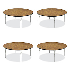 Correll Height Adjustable Activity Tables, Round, 60" x 19" to 29", Medium Oak Top, Gray Legs, 4/Pallet (CRL60TFRD06954P)