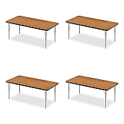 Correll Adjustable Activity Table, Rectangular, 60" x 30" x 19" to 29", Medium Oak Top, Black Legs, 4/Pallet (CRL3060TF06954P)