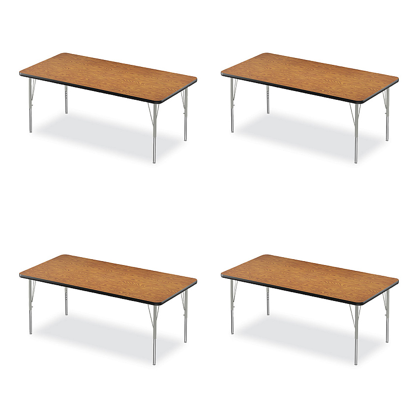 Correll Adjustable Activity Table, Rectangular, 60" x 30" x 19" to 29", Medium Oak Top, Black Legs, 4/Pallet (CRL3060TF06954P)