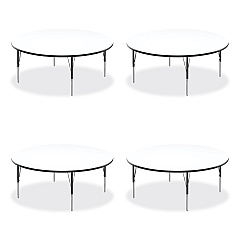 Correll Markerboard Activity Tables, Round, 60" x 19" to 29", White Top, Black/Silver Legs, 4/Pallet (CRL60DERD80954P)